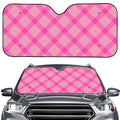 Pink And Green Plaid Pattern Print Car Windshield Sun Shade