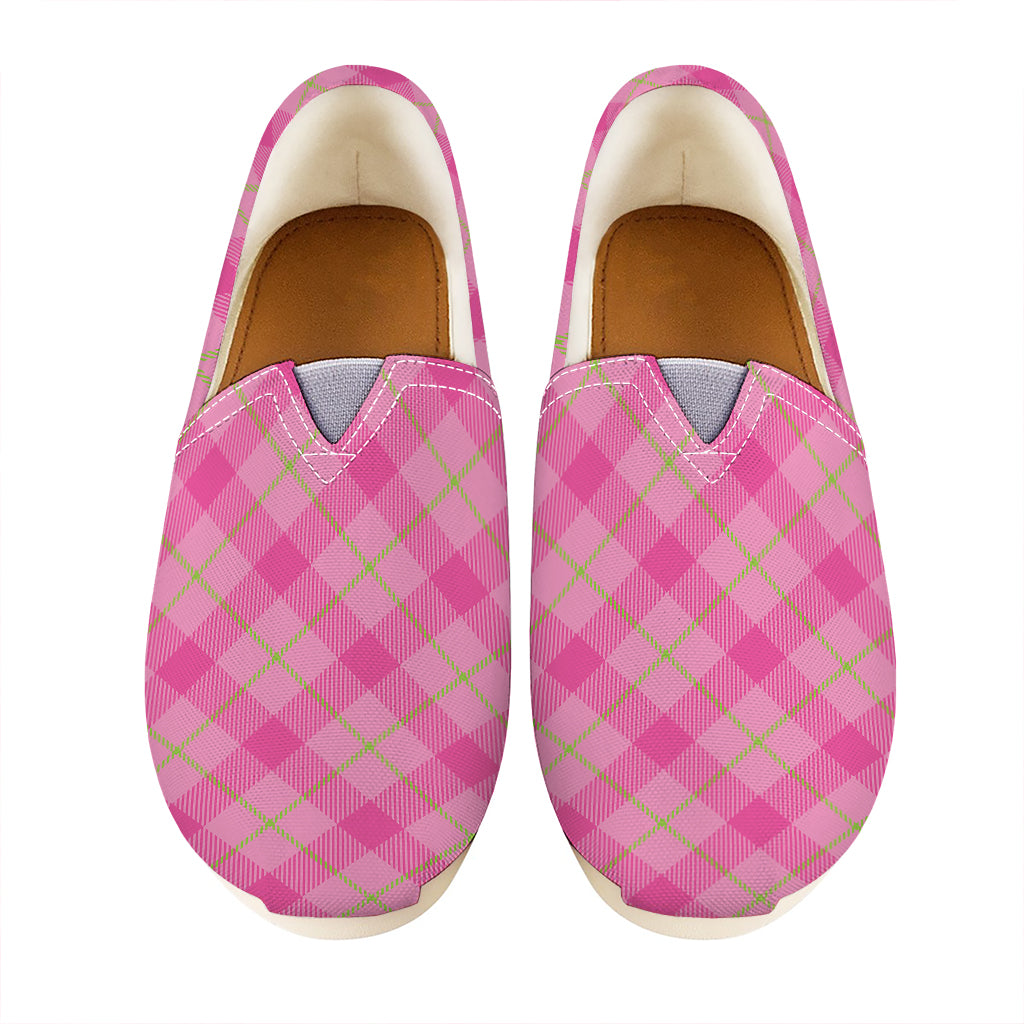 Pink And Green Plaid Pattern Print Casual Shoes