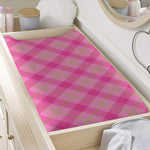Pink And Green Plaid Pattern Print Changing Pad Cover