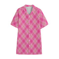 Pink And Green Plaid Pattern Print Cotton Hawaiian Shirt