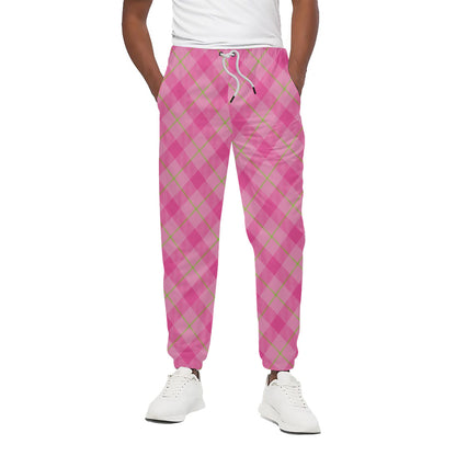 Pink And Green Plaid Pattern Print Cotton Pants
