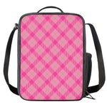 Pink And Green Plaid Pattern Print Crossbody Lunch Bag
