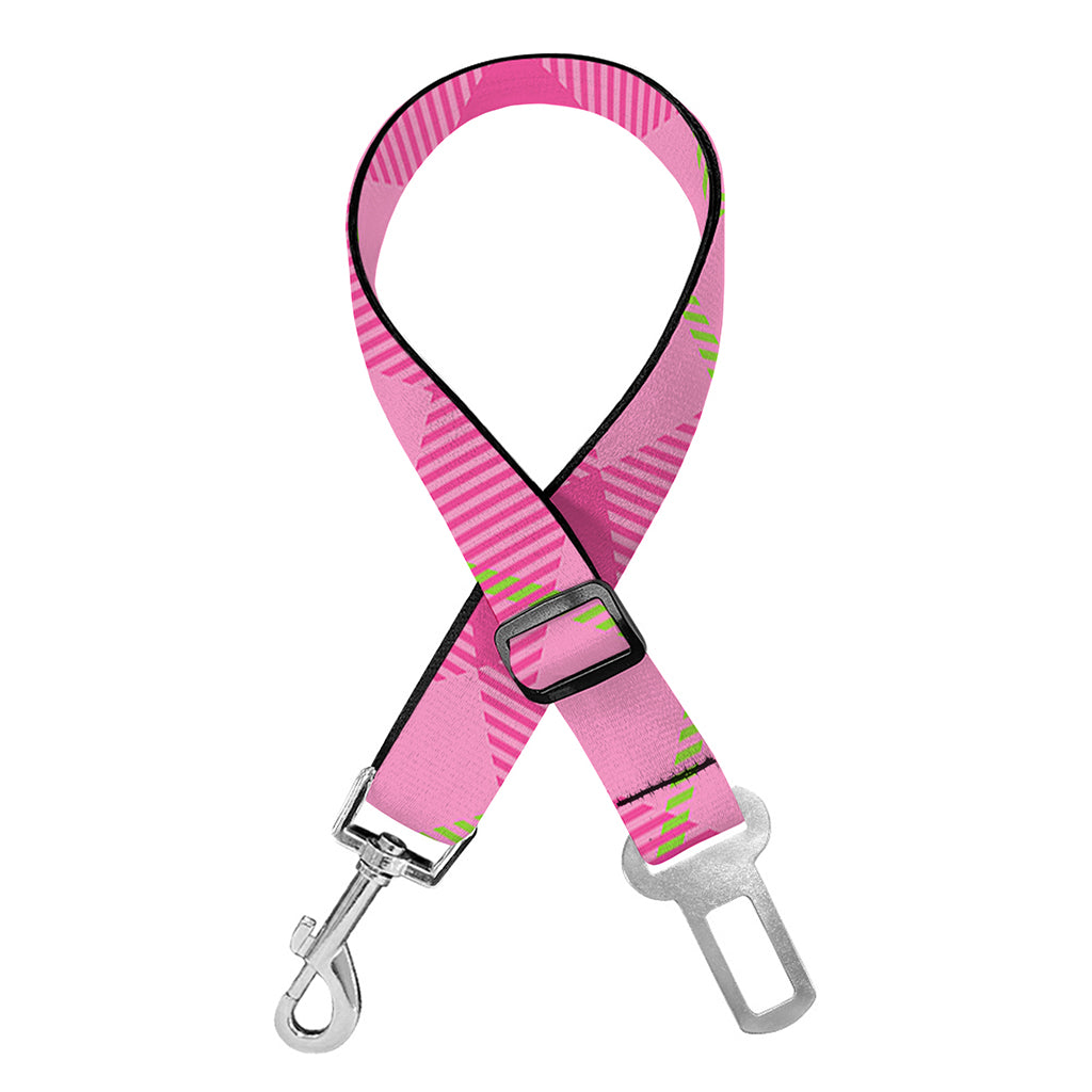 Pink And Green Plaid Pattern Print Dog Seat Belt