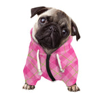 Pink And Green Plaid Pattern Print Dog Zip Up Hoodie