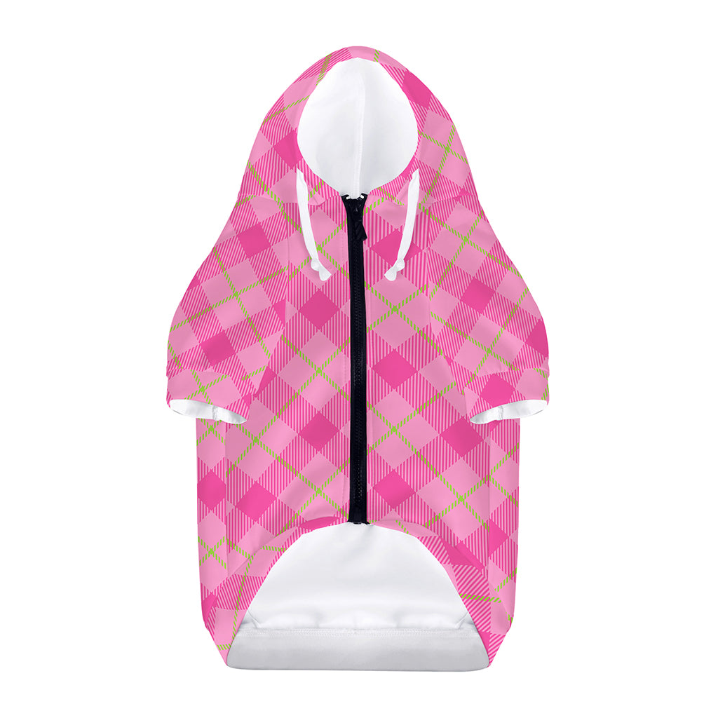 Pink And Green Plaid Pattern Print Dog Zip Up Hoodie
