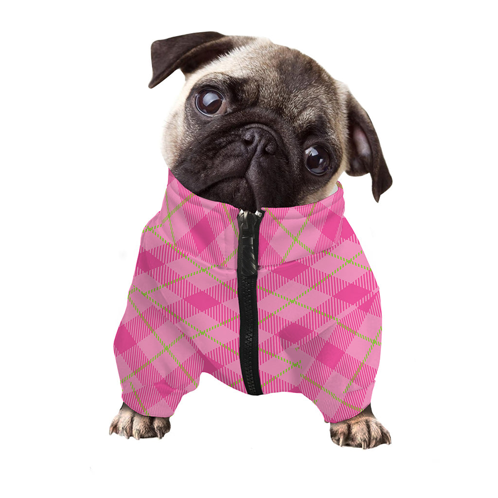 Pink And Green Plaid Pattern Print Dog Zip Up Jacket