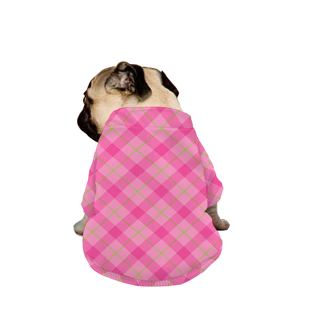 Pink And Green Plaid Pattern Print Dog Zip Up Jacket