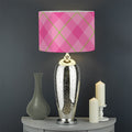 Pink And Green Plaid Pattern Print Drum Lamp Shade