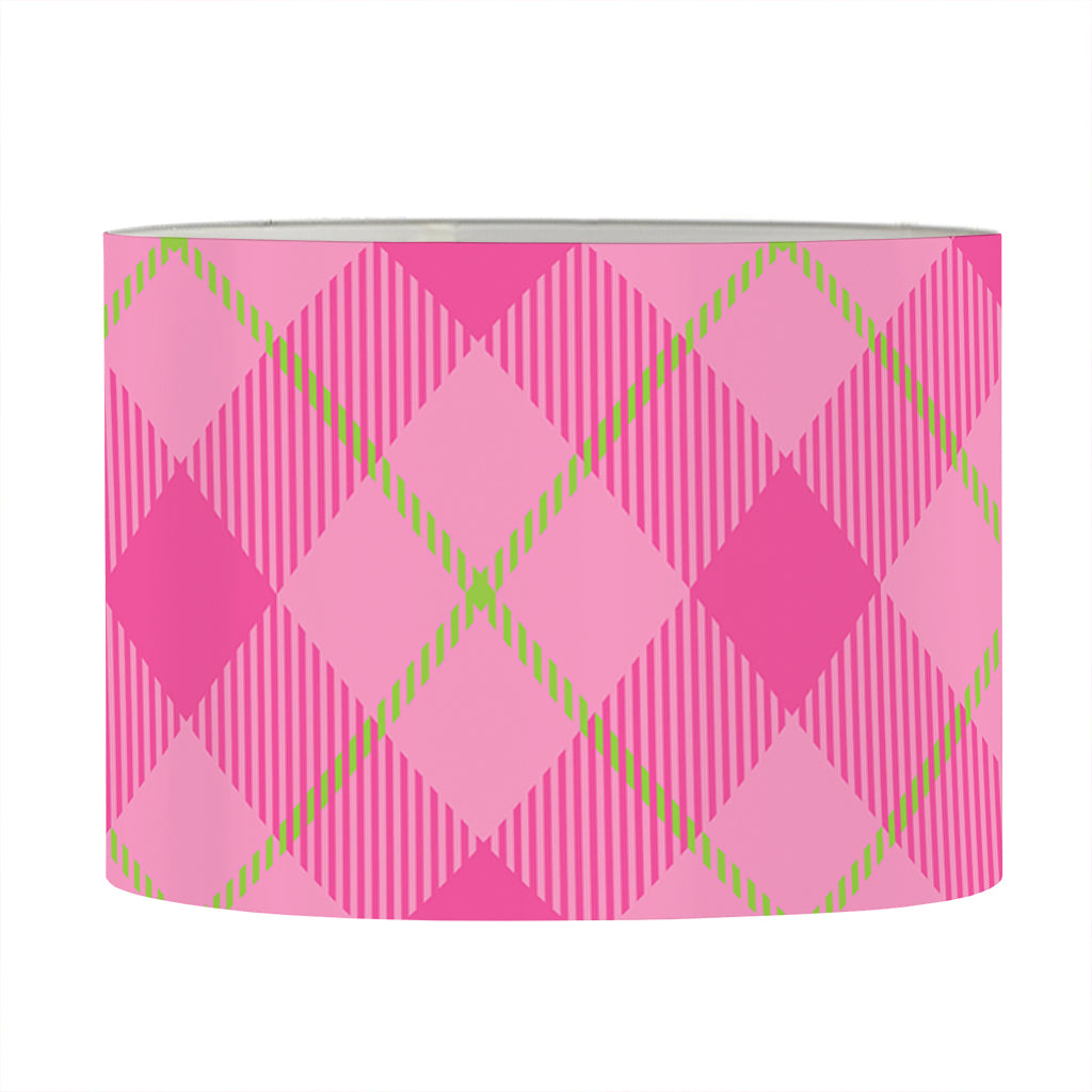 Pink And Green Plaid Pattern Print Drum Lamp Shade