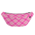 Pink And Green Plaid Pattern Print Fanny Pack