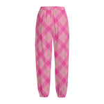 Pink And Green Plaid Pattern Print Fleece Lined Knit Pants