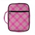 Pink And Green Plaid Pattern Print Front Pocket Bible Bag