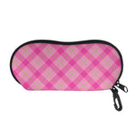 Pink And Green Plaid Pattern Print Glasses Case