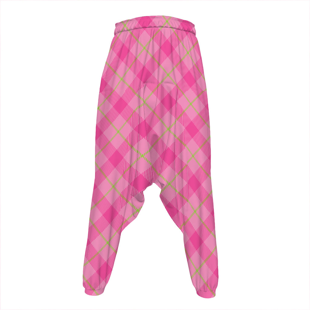 Pink And Green Plaid Pattern Print Hammer Pants