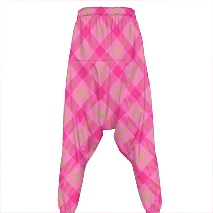 Pink And Green Plaid Pattern Print Hammer Pants