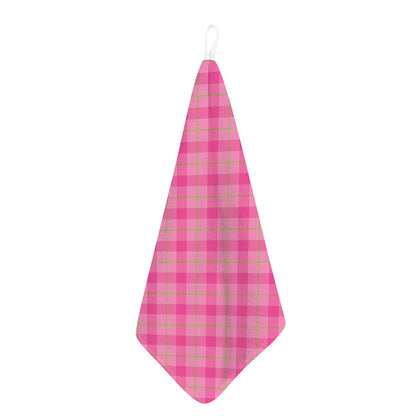 Pink And Green Plaid Pattern Print Hand Towel