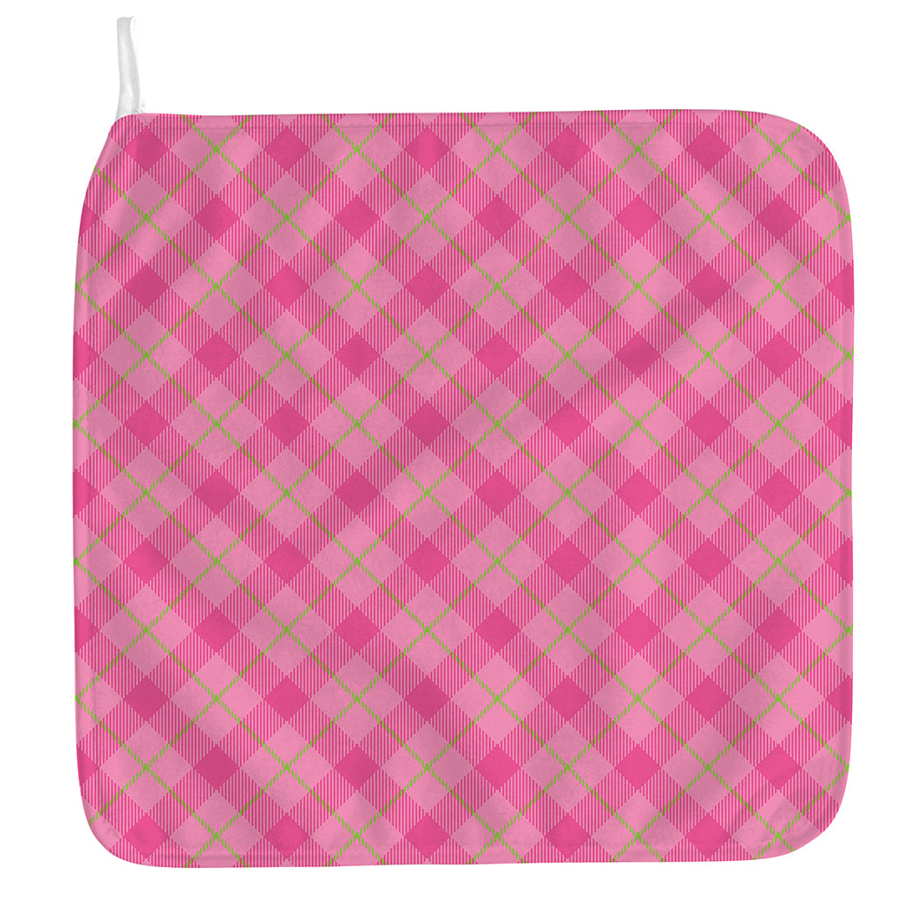 Pink And Green Plaid Pattern Print Hand Towel