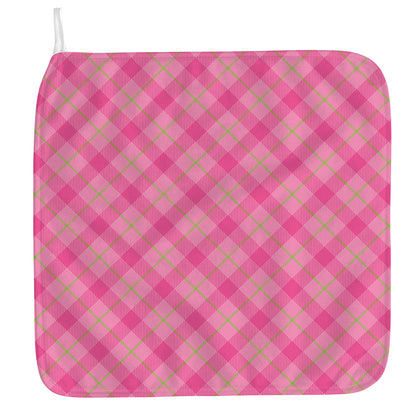 Pink And Green Plaid Pattern Print Hand Towel