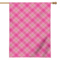 Pink And Green Plaid Pattern Print House Flag