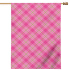 Pink And Green Plaid Pattern Print House Flag