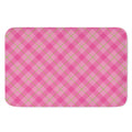 Pink And Green Plaid Pattern Print Indoor Door Mat