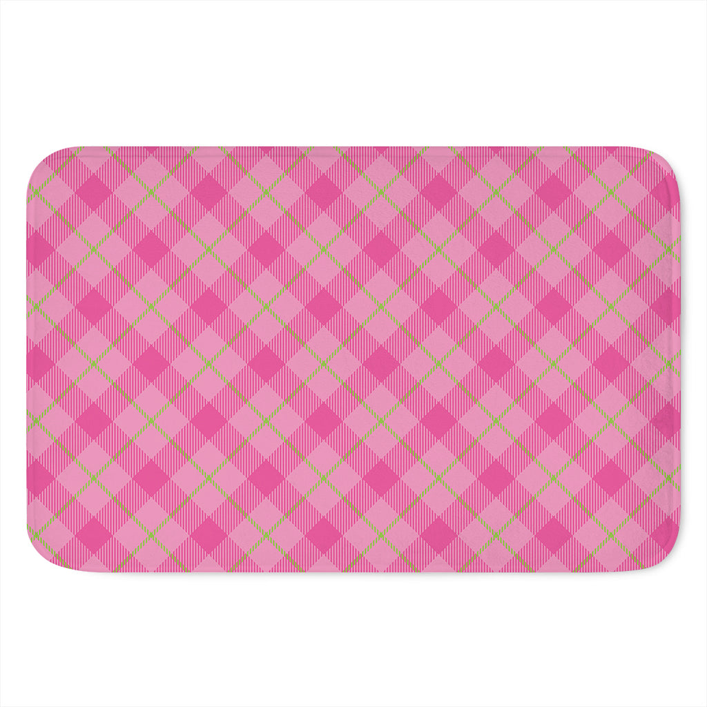 Pink And Green Plaid Pattern Print Indoor Door Mat