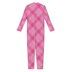 Pink And Green Plaid Pattern Print Jumpsuit