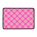 Pink And Green Plaid Pattern Print Kitchen Mat