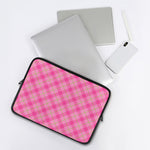Pink And Green Plaid Pattern Print Laptop Sleeve