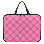 Pink And Green Plaid Pattern Print Laptop Sleeve With Handle