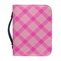 Pink And Green Plaid Pattern Print Leather Bible Cover