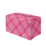 Pink And Green Plaid Pattern Print Leather Tissue Box Cover