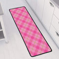 Pink And Green Plaid Pattern Print Long Kitchen Mat