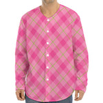 Pink And Green Plaid Pattern Print Long Sleeve Baseball Jersey