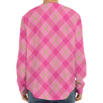 Pink And Green Plaid Pattern Print Long Sleeve Baseball Jersey