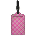 Pink And Green Plaid Pattern Print Luggage Tag