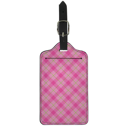 Pink And Green Plaid Pattern Print Luggage Tag