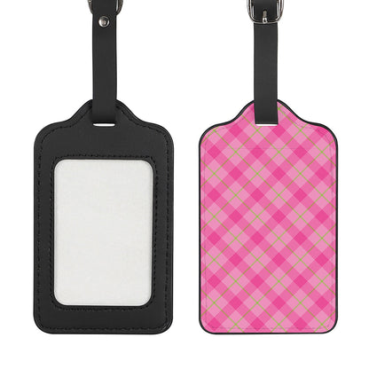 Pink And Green Plaid Pattern Print Luggage Tag