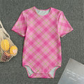 Pink And Green Plaid Pattern Print Men's Bodysuit