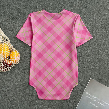 Pink And Green Plaid Pattern Print Men's Bodysuit