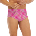 Pink And Green Plaid Pattern Print Men's Briefs