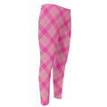 Pink And Green Plaid Pattern Print Men's Compression Pants