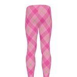 Pink And Green Plaid Pattern Print Men's leggings