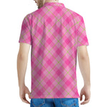 Pink And Green Plaid Pattern Print Men's Polo Shirt