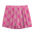 Pink And Green Plaid Pattern Print Mesh Shorts