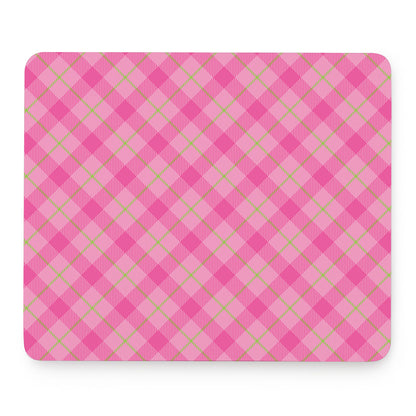 Pink And Green Plaid Pattern Print Mouse Pad
