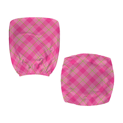 Pink And Green Plaid Pattern Print Office Chair Cover