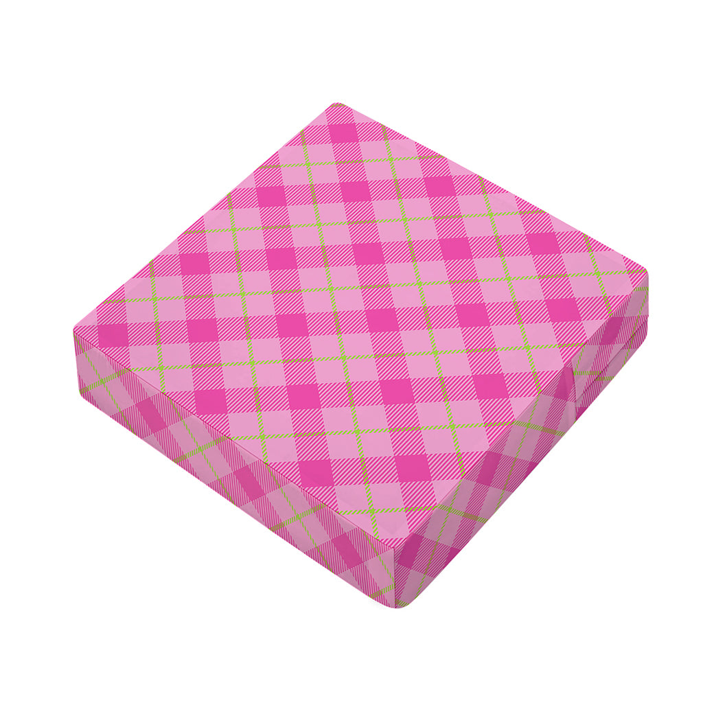 Pink And Green Plaid Pattern Print Outdoor Seat Cushion Cover