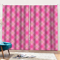 Pink And Green Plaid Pattern Print Pencil Pleat Curtains