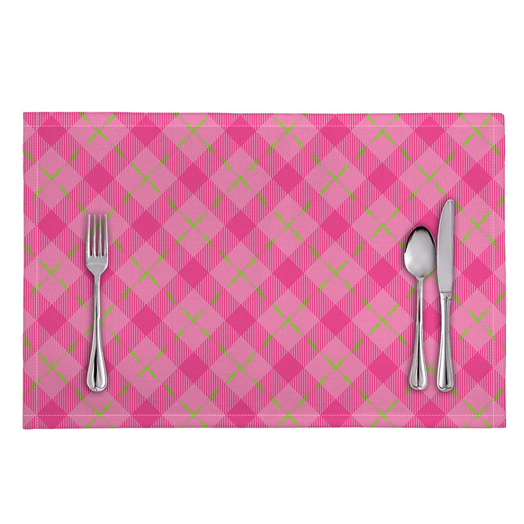 Pink And Green Plaid Pattern Print Placemat